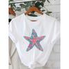 Women’s Floral Starfish T-Shirt Colorful Tropical Flower Graphic Tee Soft Beach Style Short Sleeve for Daily Wear