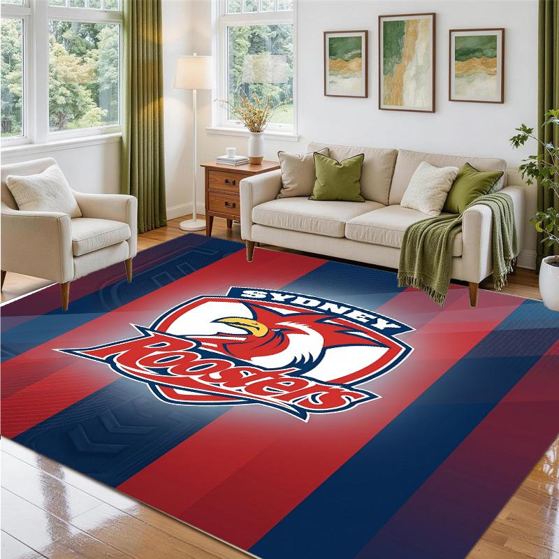 Sydney Roosters Design Crystal Velvet Rug Soft Decorative Mat for Bedroom Entrance