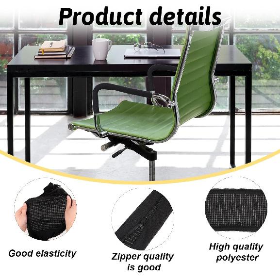 2 Pairs Office Chair Armrest Covers, Zipper Chair Slipcover, Office Removable Arm Rest Covering, Stretch Chair Armrest Covers, Office Seat Hand Rest