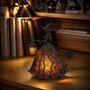 Battery Operated Haunted Witch Figurine with Lamp Gothic Halloween Decorations Safe Resins Craft For Kids Room Ornament