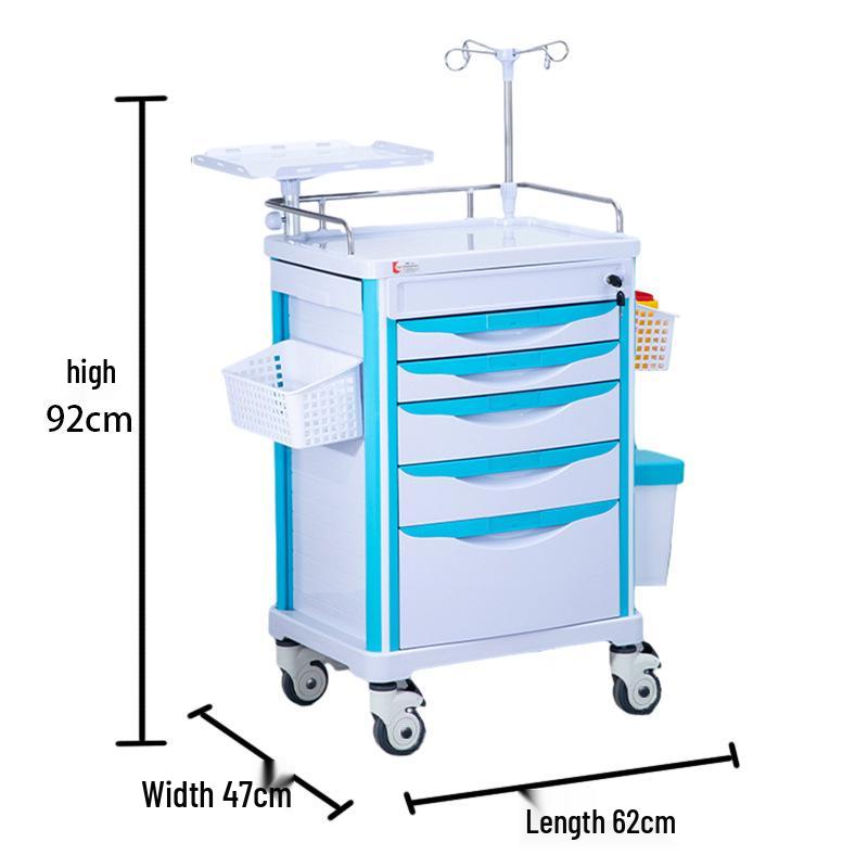 ABS Multifunctional Anesthesia and Infusion Emergency Cart with Five Drawers