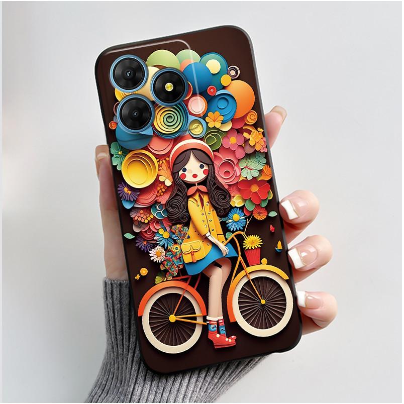 For Oscal Flat 2 2C Case Cute Love Rabbit Black Soft Silicone Protective Back Cover For Blackview Oscal Flat 2 2C Phone Cases