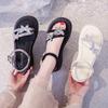 Muffin Thick-soled Heightening Cool Slippers Women's Summer Wear 2025 New Rhinestones with Skirts Beach Fairy Style Sandals