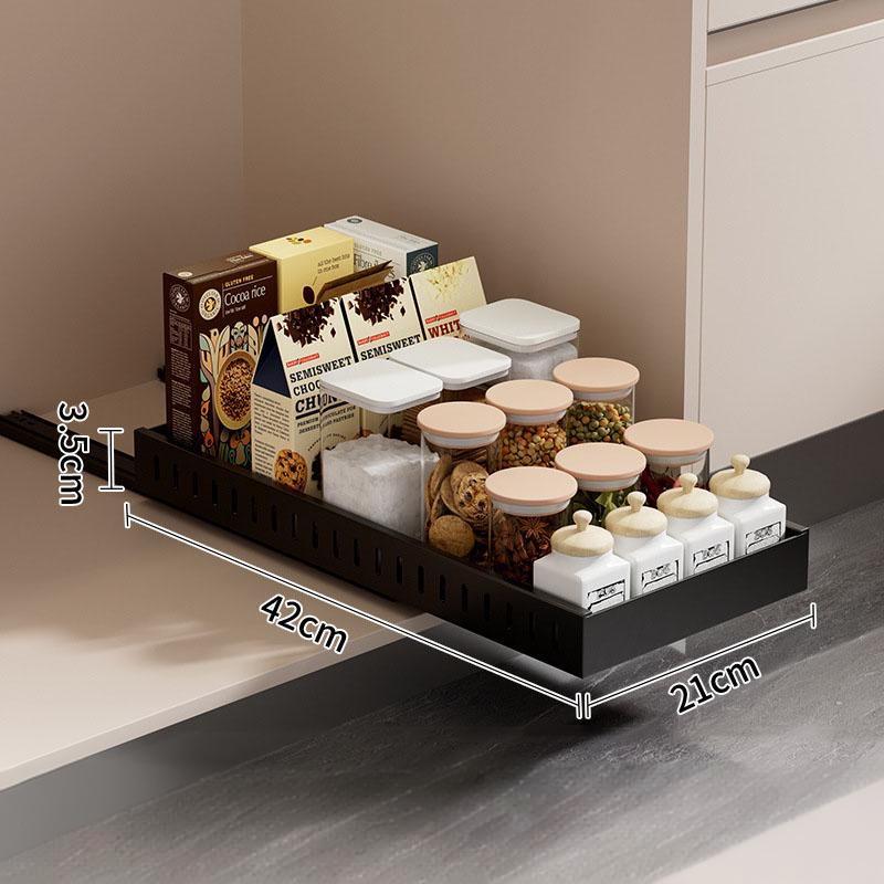 

Органайзер для кастрюль и сковородок под шкаф, выдвижная полка-держатель для крышек, кухонная регулируемая выдвижная полка-стеллаж для тарелок и сковородок Without lines чёрный