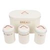 Set da 4 pezzi: Porta pane e barattoli in ferro per cucina, Caffè, Tè, Zucchero, Porta pane in metallo per piano di lavoro