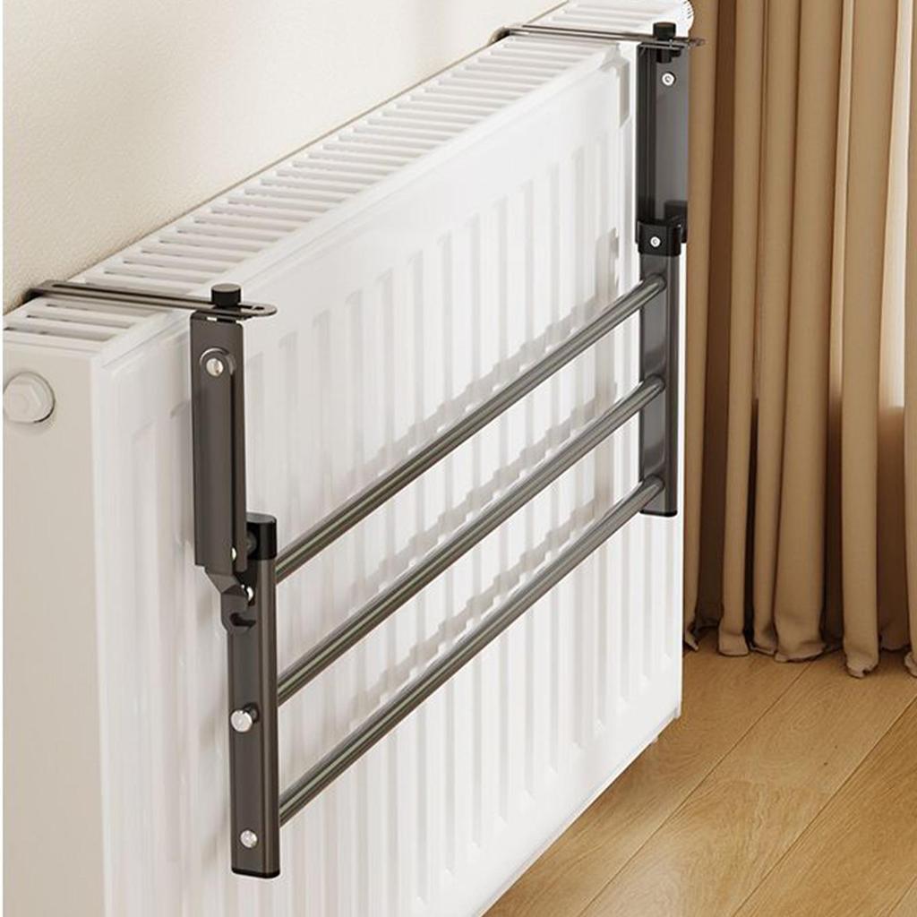 Adjustable Telescopic Towel Drying Rack Heavy Duty Heated Radiator Holder for Laundry Bathroom Robe Coat Hat Bag Storage
