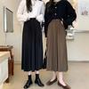 High Waist Long Women Skirt A Line Elastic Pleated Calf Length Solid Simply Classic Female Bottom Thin Summer Y2k Skirt