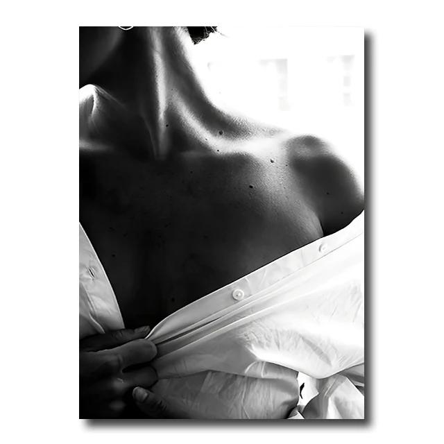 Vintage Mode Väggkonst Poster Tryck Svartvitt Canvasmålning Heminredning Kvinna Bilder Vardagsrum Cuadros