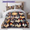 Vintage Chicken Art Pattern Bedding Quilt Set Quilt Cover Pillowcase Home Decoration Gift (1 * duvet cover + 2 * pillowcase, without core)