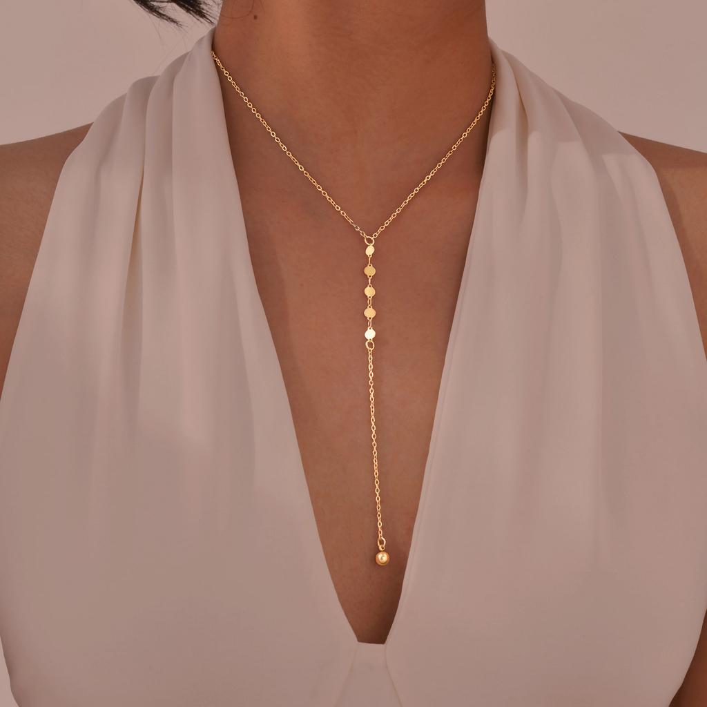 2025 New Simple Long Imitation Pearls Back Necklace for Women Sexy Tassel Pearl Harness Bikini Chest Chain Body Jewelry Gift