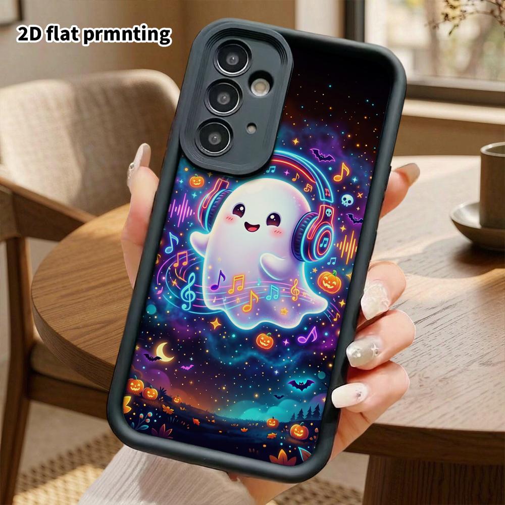 Phone Case: 2D Flat, Suitable for Samsung Galaxy A34 A35 M05 M06 S20 S22 S21 FE Plus 5G Protective Case, Neon Little Ghost, Perfect Christmas and Hall