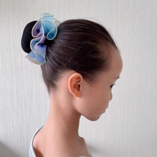 Dancer Bun Hair Net Elastic Drawstring Hairnet Adjustable Gauze Hair Accessories for Girls Dance Ballet Skating Gymnastics