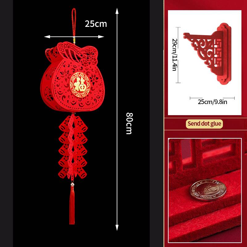 2Pcs Red Chinese Lanterns Chinese New Year Decorations Spring Festival Lantern Lucky Fu 3D Puzzle Lanterns Festival Celebration