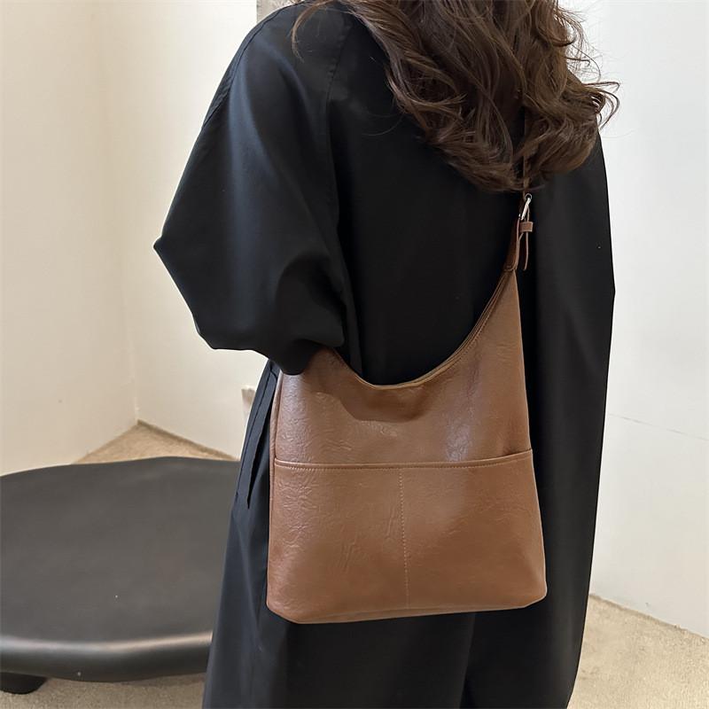 Trendy Casual Pu Tote Bag With Chic Minimalist Style Available In Black Brown Cream Color Perfect For Everyday Outfits