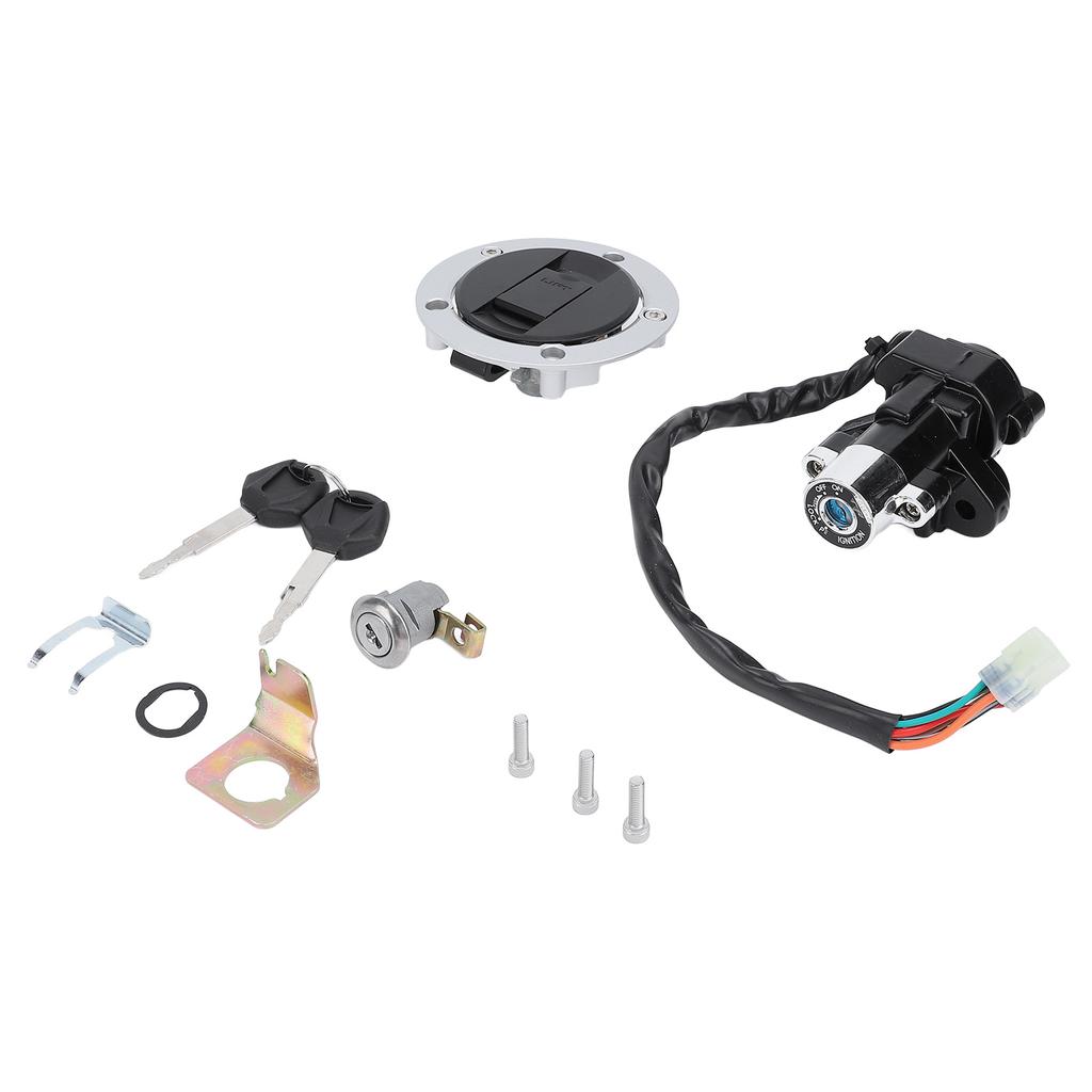 Motorcycle Ignition Switch Gas Cap Cover Seat Key Lock Set Replacement for Suzuki R600 R750 R1000 GSF650