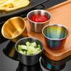5PCS/Set Stainless Steel Mini Dipping Sauce Cup Kitchen Seasoning Dish Tomato Salad Dressing Container Saucer for Bar Restaurant