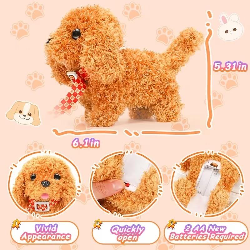 Cute Plush Robot Puppy Interactive Walking Simulated PuppyToy Barking Tail Wagging Stuffed Dog Plush Toy for Children No Battery
