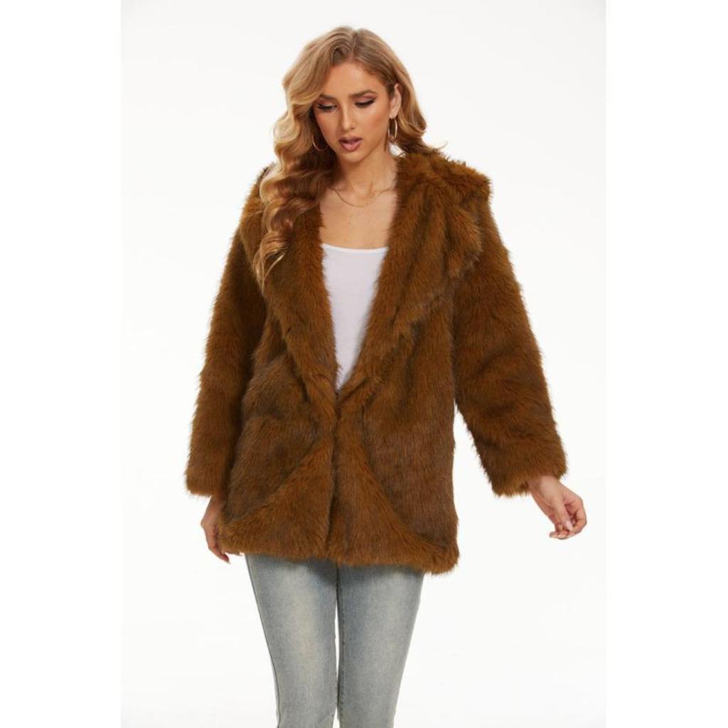 Autumn And Winter Fashionable Faux Fur Hooded Coat Mid-length Women's Coat Warm Top