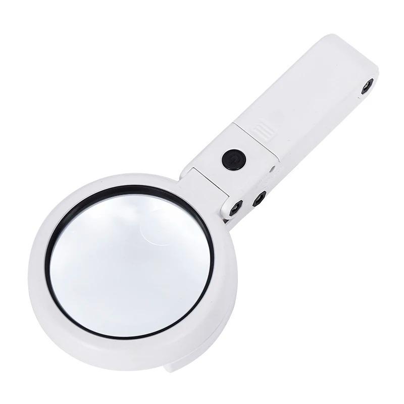 Portable Foldable Desktop Magnifying Glass with LED Lights Handheld for Repair Tool and Newspaper Reading