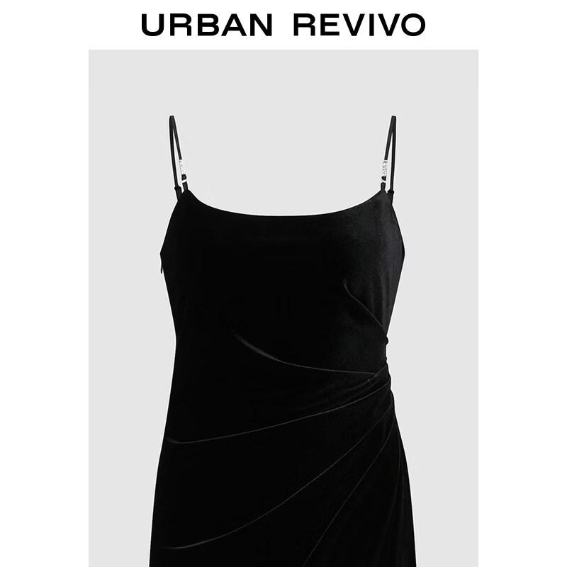 UR 2026 Spring Pleated Slim Sling Dress