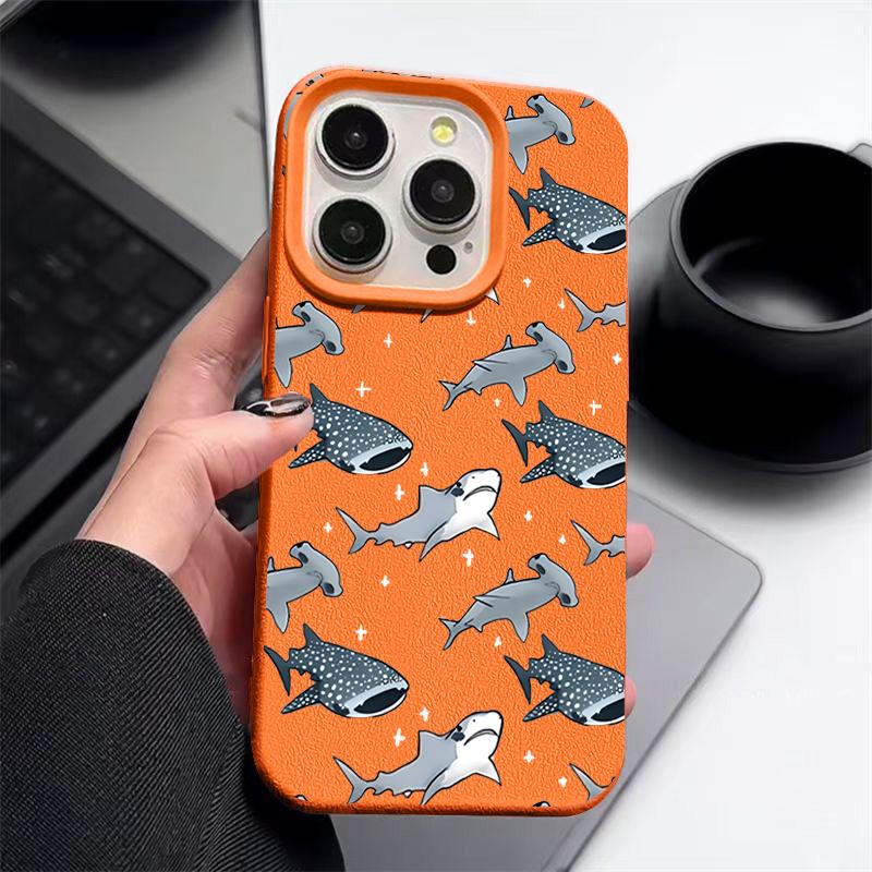 Shark Pattern Shockproof Phone Case For iPhone 16 16E 15 Pro Max 14 Pro 13 12 11 Matte TPU Soft Anti-Fall Bumper Cover