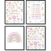 ULEGIE Toddler Girl Pastel Room Wall Art Decor, Affirmation Wall Art Decor, Pastel Boho Rainbow Floral for Girls Room Nursery Kids Bedroom Wall