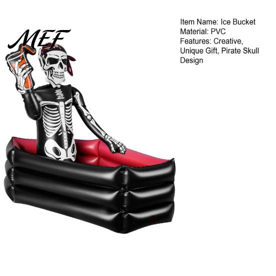 Inflatable Ice Bucket for Halloween Skull Bucket, Pirate Skeleton Drink Cooler Party, Beer Holder Barbecue Thickened PVC Portable Beverage Tub Outdoor