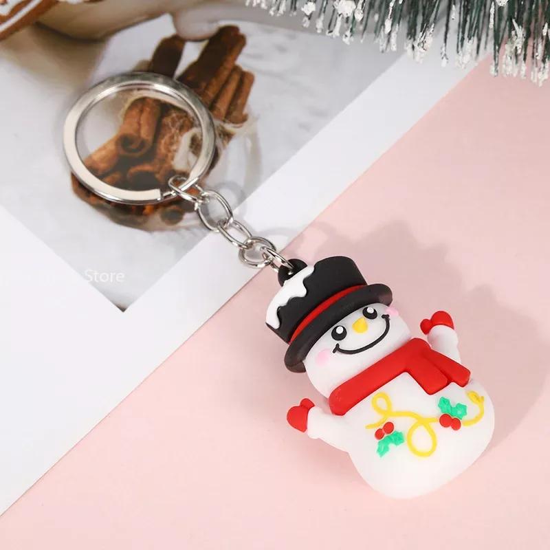 Cute Santa Claus PVC soft rubber key chain pendant cartoon snowman doll bag ornaments holiday gifts
