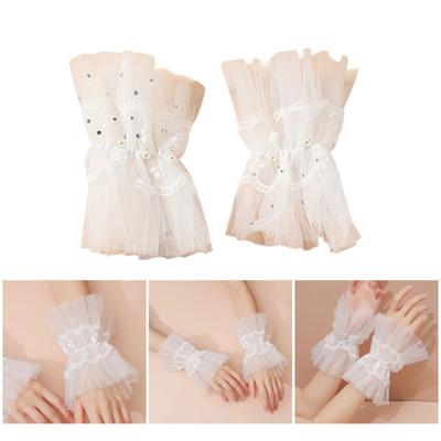 Lolita Style Faux Sleeves Decorative Ruffle Sleeves Blouse Sweater Cuff Covers Women Lace False Sleeves Cuffs Extension