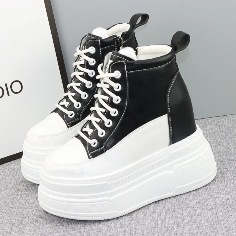 Fashion 13CM Spring Autumn Ankle Boots Women Platform Cushioned Wedge High Brand Chunky Sneakers Fashion Shoes