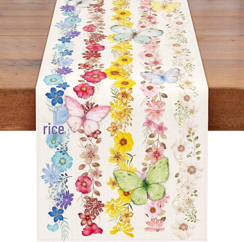 Spring Watercolor Flower Table Runner - Indoor/Outdoor Dining & Home Decor