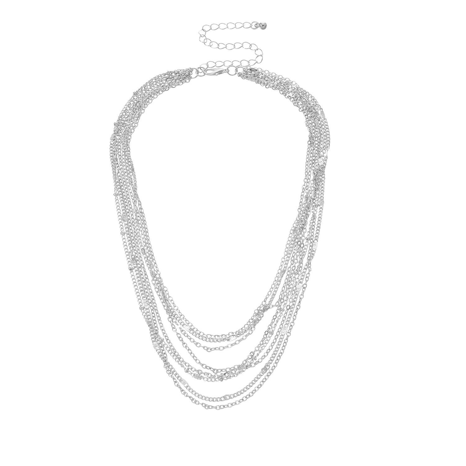 

Street auction trend new chain layered collar necklace срібний