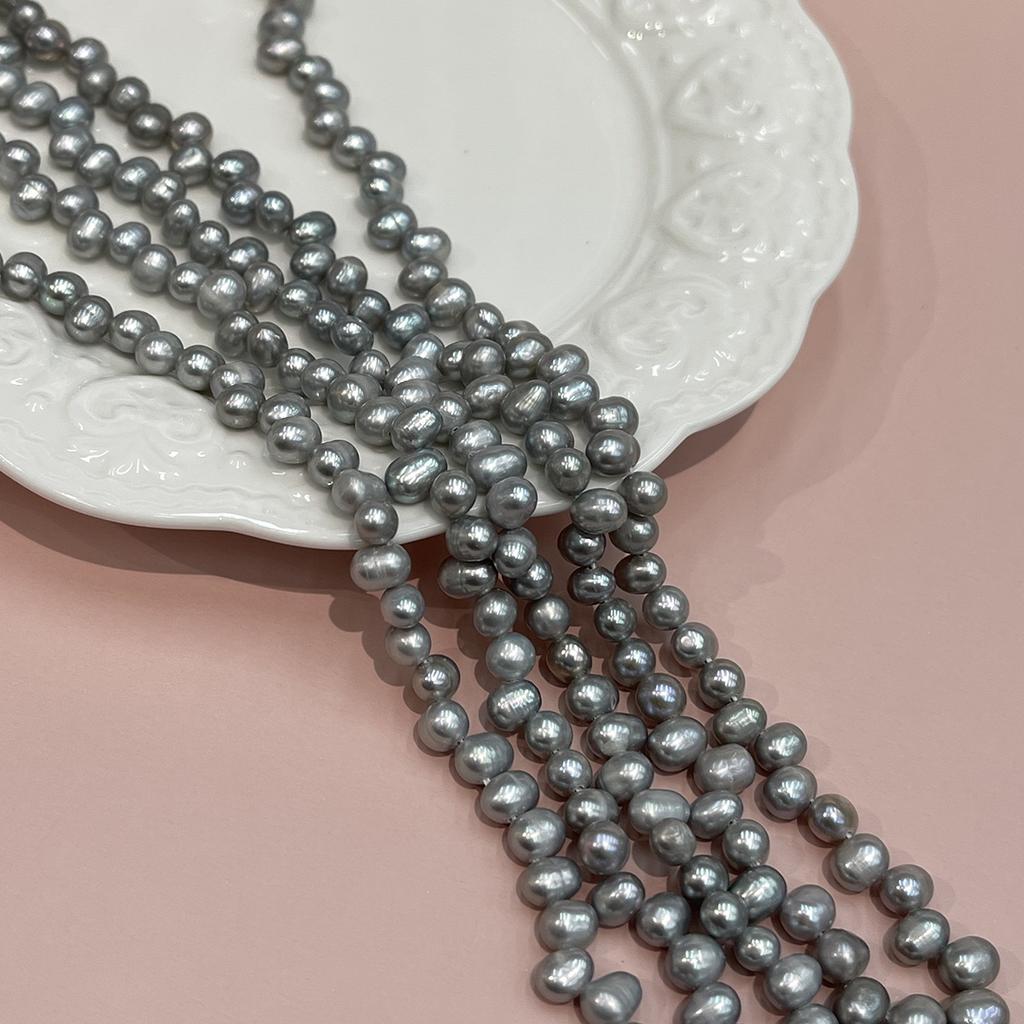 1 String Natural Freshwater Grey Top Drilled Pearl Beads 5-6mm, 36cm Strand, DIY Beads for Handmade Necklace Bracelet Jewelry Making