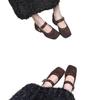 Französische quadratische Spitze dicker Absatz High Heels Herbst und Winter Damenschuhe 2025 neue Retro Wildleder Abendschuhe Mary Jane Schuhe