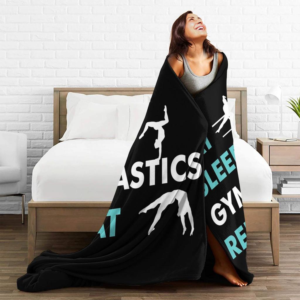 Eat,Sleep, Gymnastics, Repeat Gymnastics Blanket Soft Warm Flannel Throw Blanket Bedding for Bed Living room Picnic Home Sofa