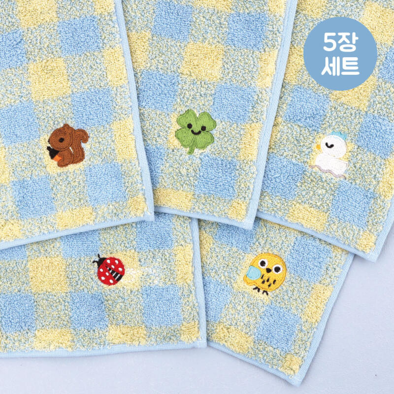 [Ready-made] Pre-dyed Towel Songwol Check Blue Forest Story Set