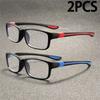 2 Pairs of Men's Elegant Anti Blue Light Reading Glasses Rectangular Full Frame Anti Glare Lenses