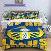 Pościel z wzorem Leeds United Football Club, Zestaw kołdry Poszewka na kołdrę Poszewka na poduszkę Domowy Prezent Urodzinowy(1 * poszwa na kołdrę + 2 * poszewki na poduszki, bez rdzenia)
