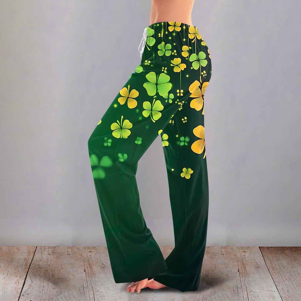 Women's Casual Fashion Comfort Pajama Pants Print Drawstring Pants Full Length Long