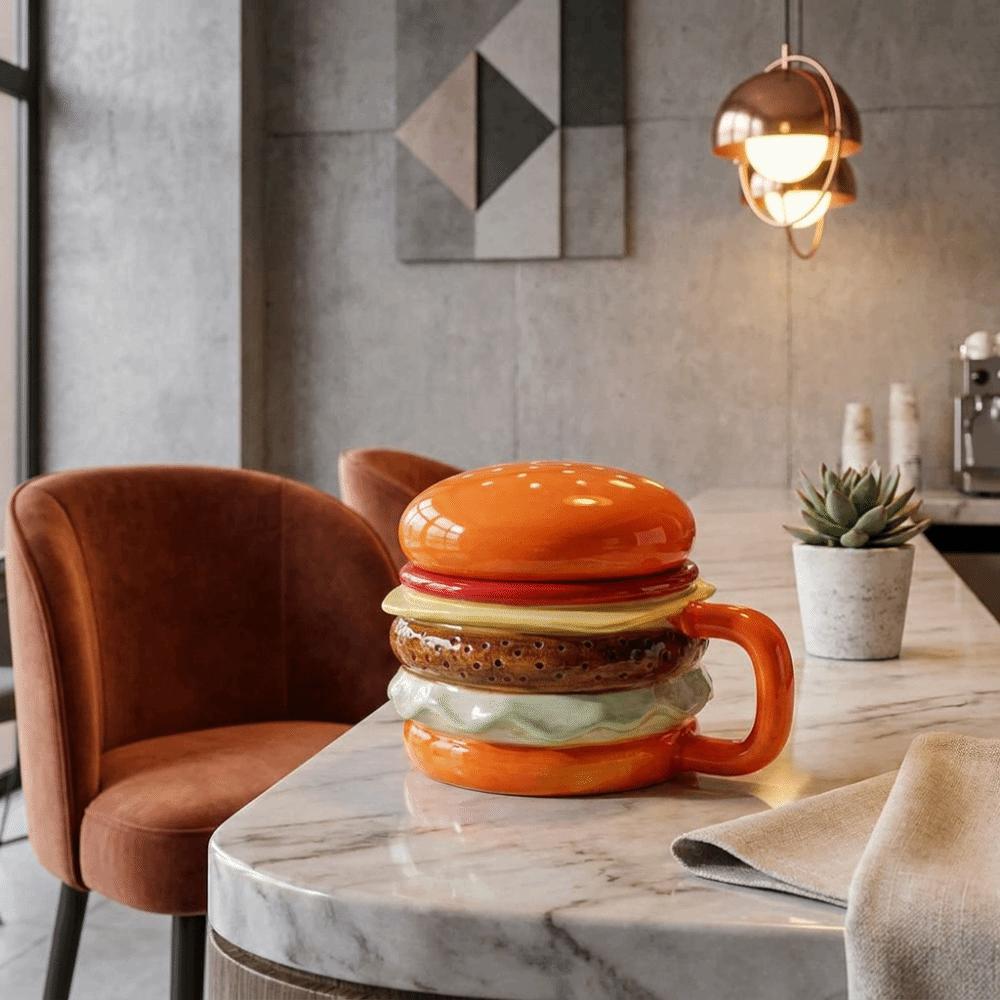 Bright Fun Colors Hamburger Mug Cartoon Breakfast Cup Creative Coffee Cup  Birthday Gift