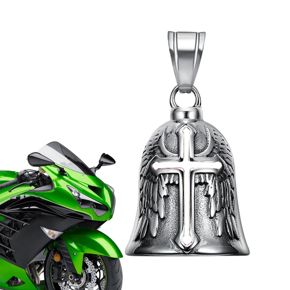 Vintage Ornament Motorcycle Bell Charm Riding Bell Necklace for Men Motorcycle Accessories Jewelry with Stainless Steel Chain