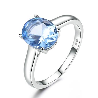 S925 Sterling Silver Women's Blue Topaz Birthstone Romantic Fashion Chic Ring Fine Jewelry For Wedding Engagement