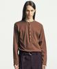 SSY Below Button-Down Henley Neck Long Sleeve Brown