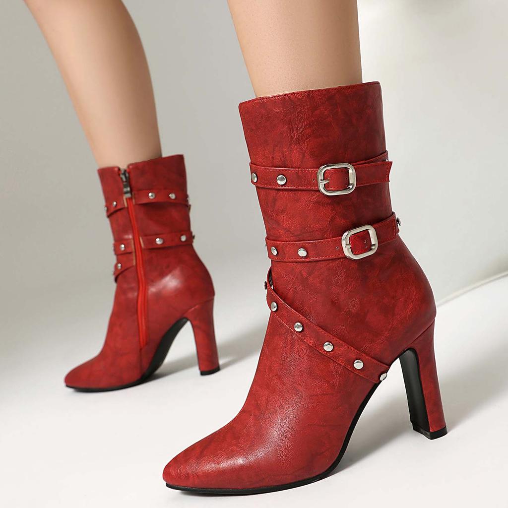 Vintage Boots For Women Fashion Cool Style Pointed Toe Heel Boots For Women Booties Popular Ankle Boot Trendy Shoes For Womens