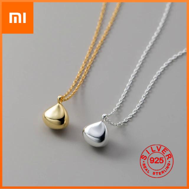 Xiaomi Silver color Pean Shape Chain Choker Necklace For Women Wide Fine Jewelry Wedding Party Birthday Gift