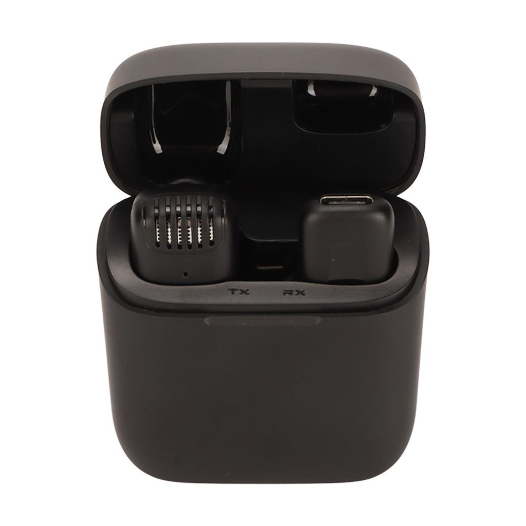 Wireless Lavalier Microphone Noise Reduction Plug and Play Clip On Lapel Mic with Charging Case for