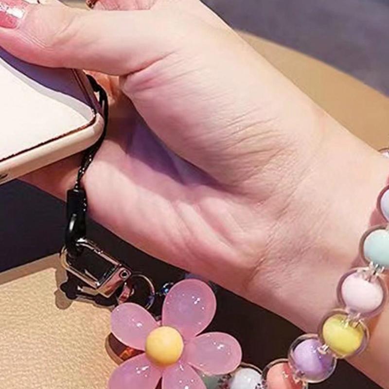 Multicolor Beaded Lanyard Handmade Flower Bead Phone Strap Bracelet Bag Pendant Keychain Inspired Summer Floral Bridesmaid Gifts Phone Charm