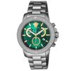 Versace Men's Chronograph Watch Silver VE2E00821 Green Dial Stainless Steel Sapphire Glass