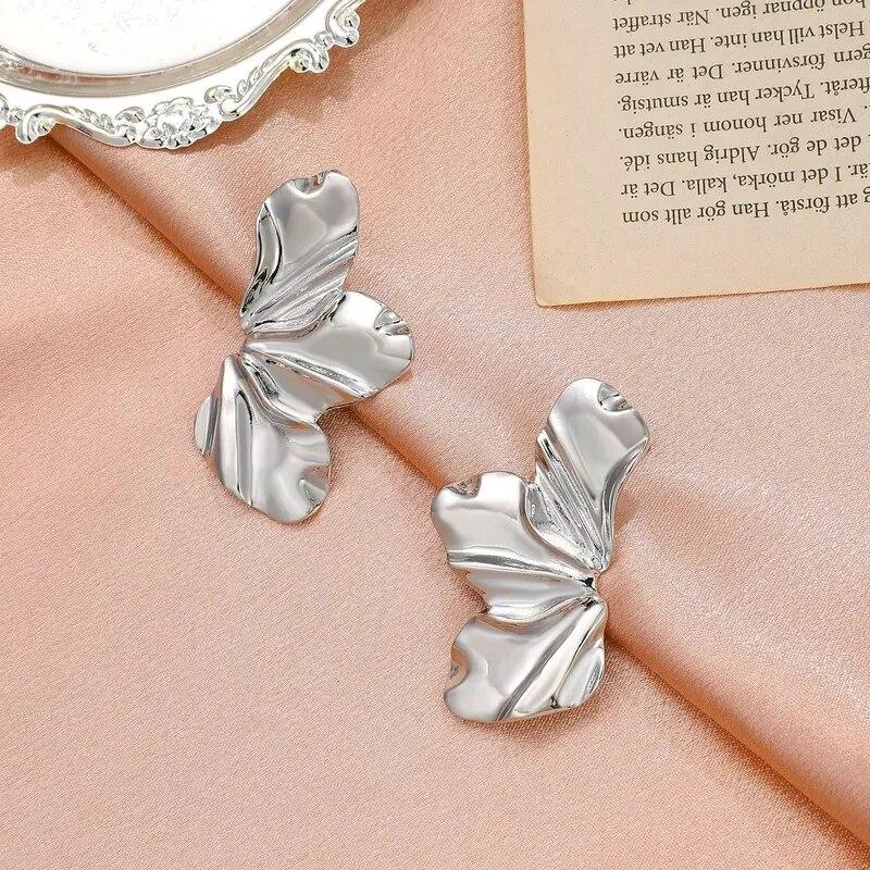 Punk Party Vintage Geometric Stud Earrings for Women Simple Trendy Petal Earrings 2023 Trendy Ear Jewelry Accessories Gift