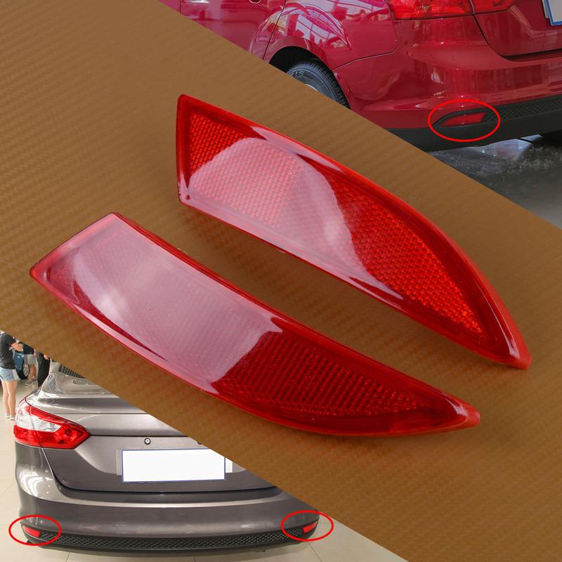 1 Pair Red Plastic Left & Right Rear Bumper Reflector Fit For Ford Focus BM51515COAE BM51515BOAE  2012 2013 2014 2015